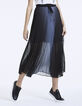 Jupe longue plissée voile tie & dye glacier noir-1