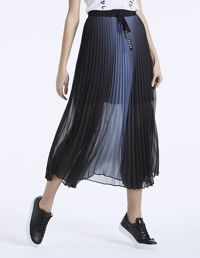 Jupe longue plissée voile tie & dye glacier noir - IKKS
