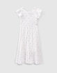 Robe longue blanc cassé brodé fils lurex fille-1
