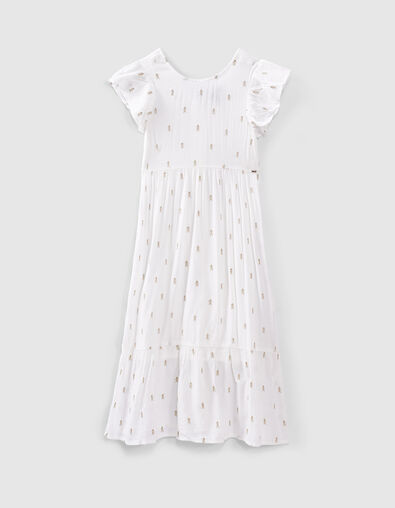 Robe longue blanc cassé brodé fils lurex fille - IKKS
