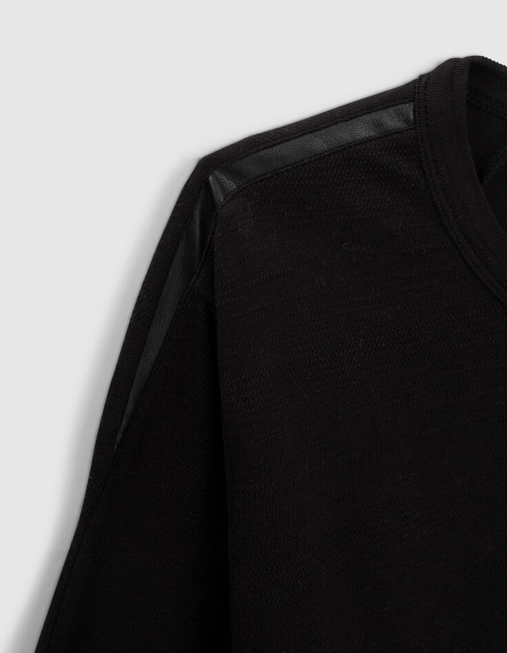 Men&rsquo;s black decorative jacquard T-shirt-3