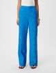 Damenhose mit weitem Bein, blau, mit Lochstickerei-2