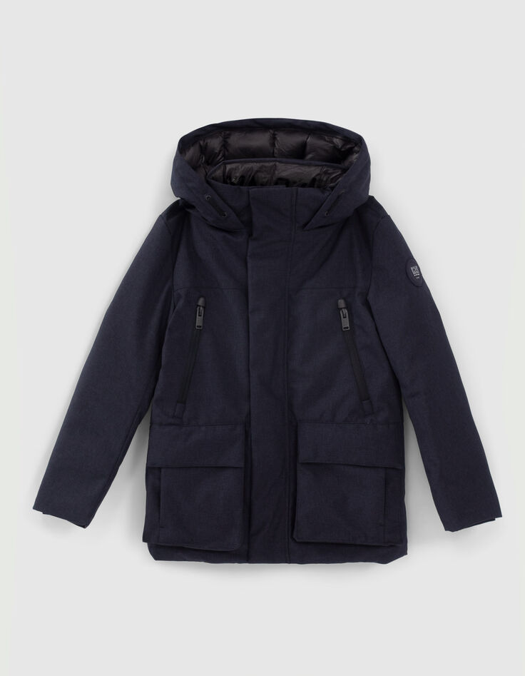 Navy parka met doorstikte voering jongens-1