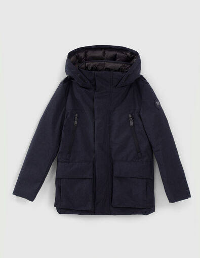 Boys’ navy parka with black quilted lining - IKKS
