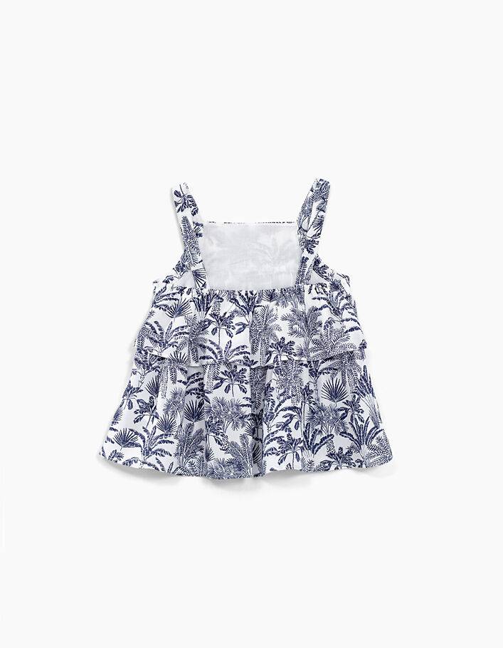 Girls’ off-white top with blue palm-tree print - IKKS