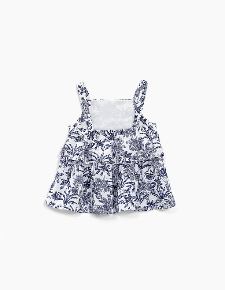 Top blanc cassé imprimé palmiers bleus fille-3 Top blanc cassé imprimé palmiers bleus fille-3