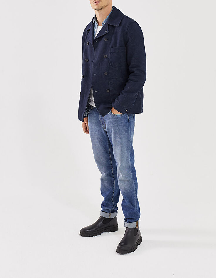 Caban indigo jacquard pois Homme-6