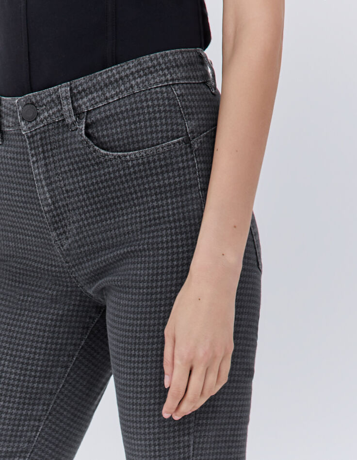 Women’s grey houndstooth motif slim jeans-3 Women’s grey houndstooth motif slim jeans-3