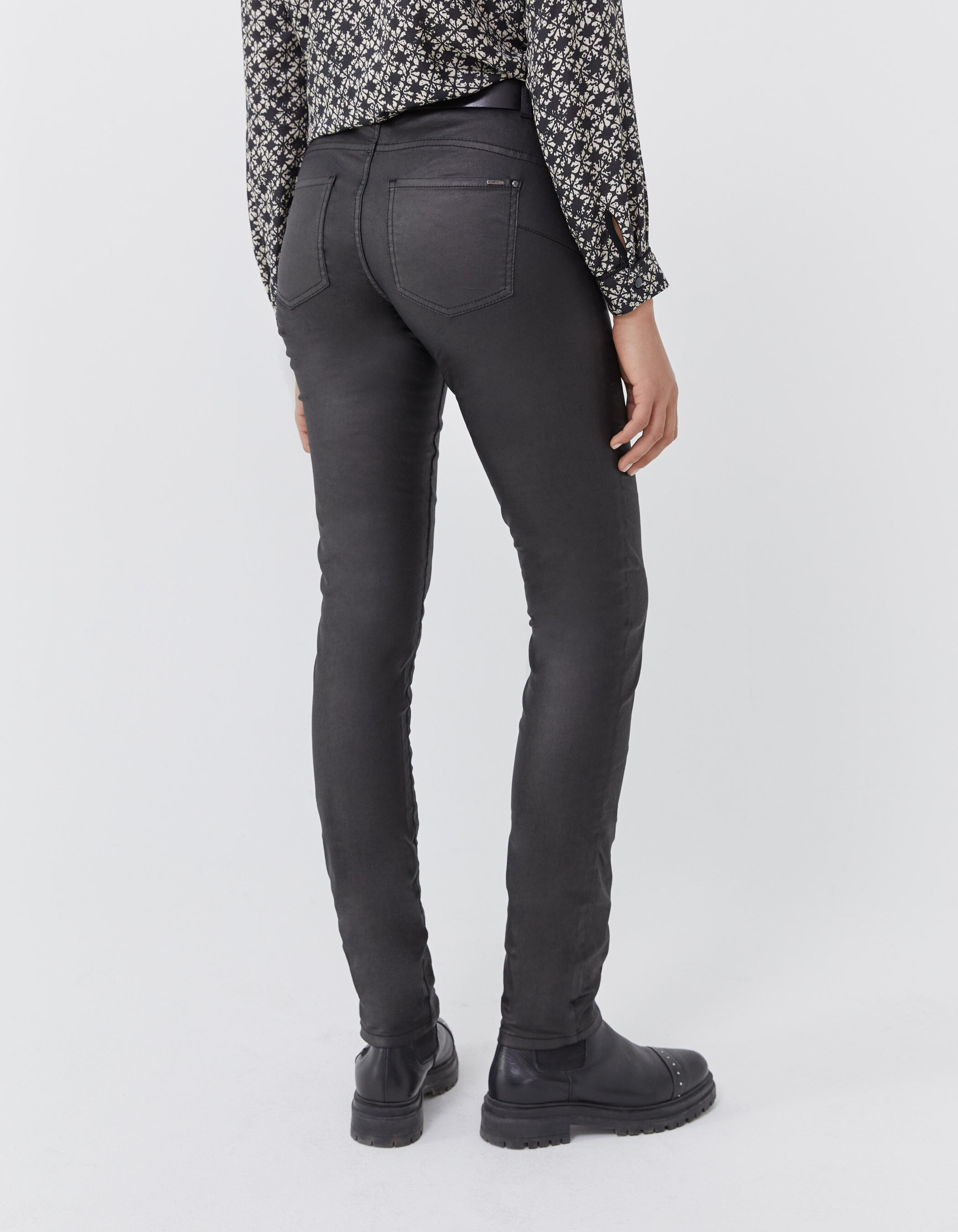 Pantalon enduit sales femme noir