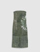 Khaki strapless dress with sequins for women-6