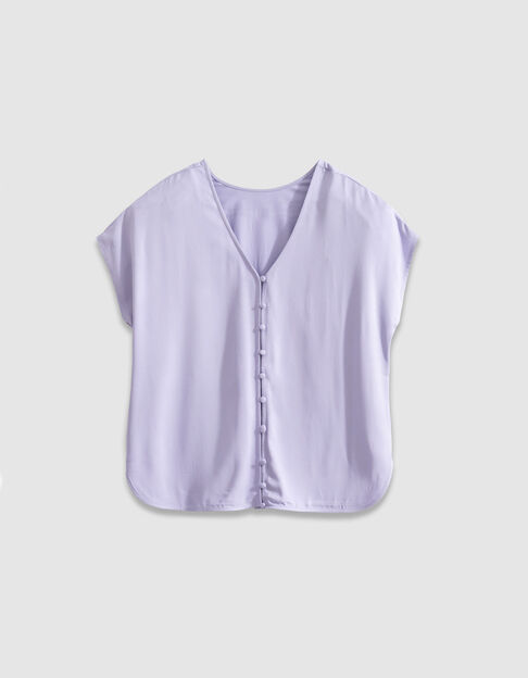 Women's reversible lilac short-sleeve top front/back - IKKS