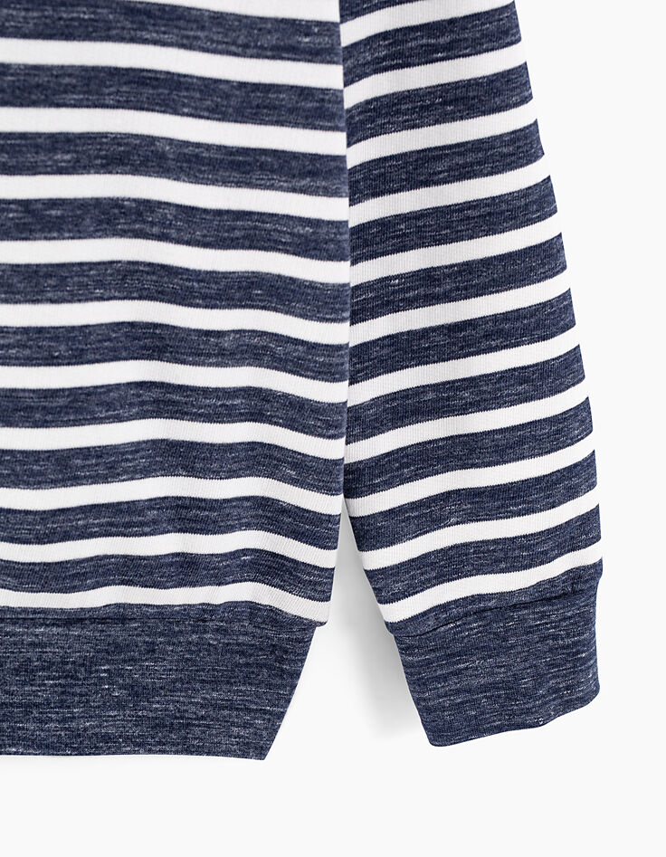 Sweat navy rayé à capuche grise garçon -4 Sweat navy rayé à capuche grise garçon -4