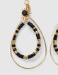 Boucles d'oreilles noir et dor&eacute; perles Heishi Femme-3