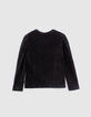 Girls’ black texture, lurex, jacquard velvet knit T-shirt-2