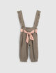 Baby girls’ khaki dungarees & T-shirt outfit-4