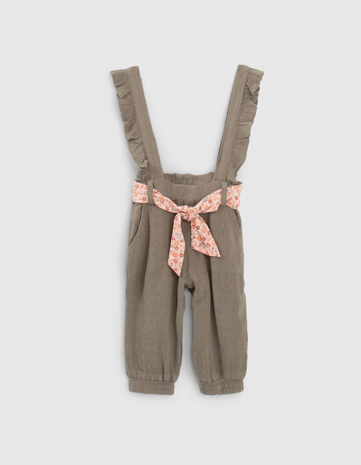Baby girls’ khaki dungarees & T-shirt outfit-4