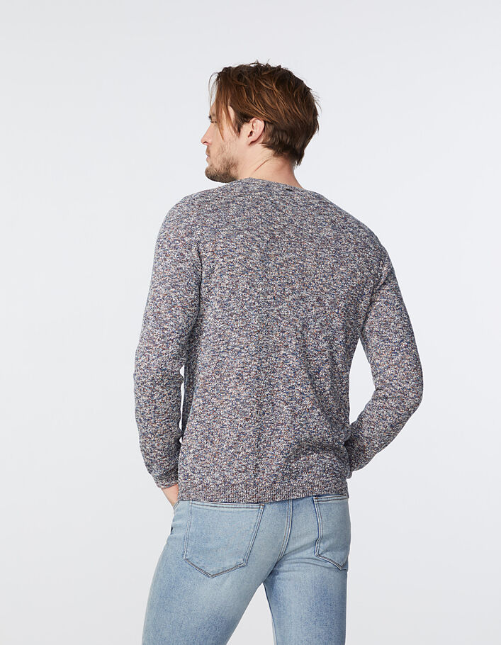 Men's indigo mouliné knit sweater - IKKS