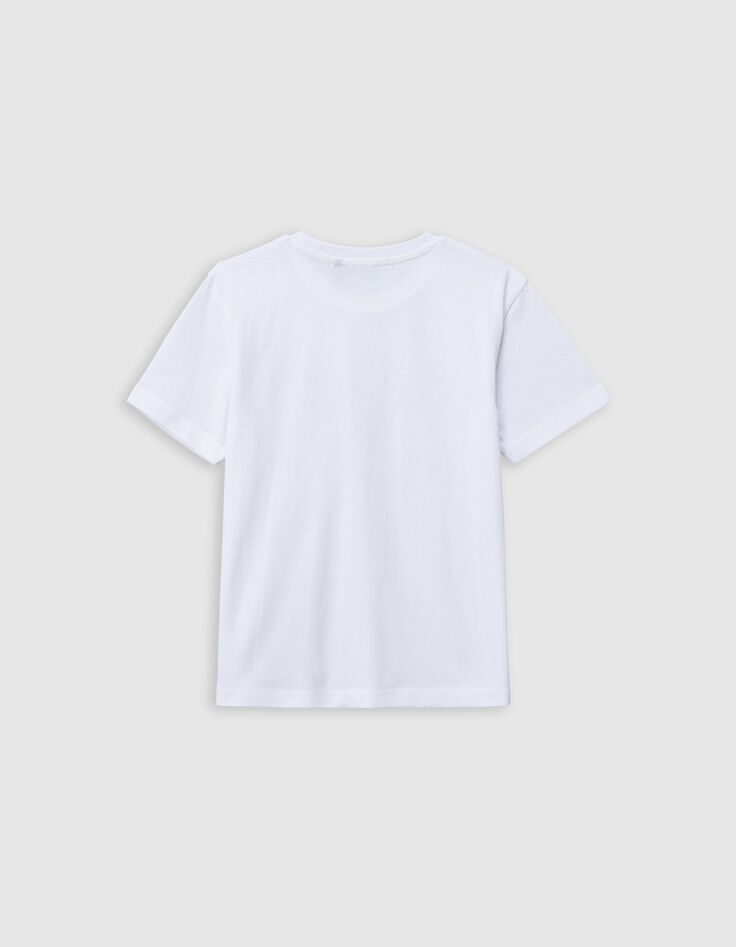 T-shirt blanc coton bio à message garçon-3