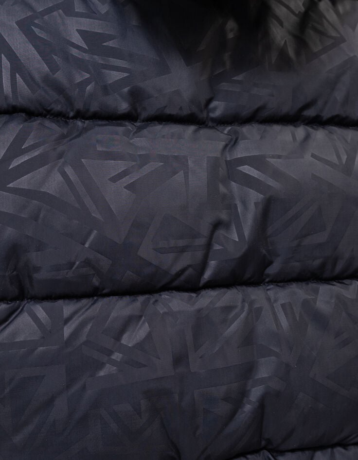 Marineblaue Jungensteppjacke Kapuze grafisches Motiv-10 Marineblaue Jungensteppjacke Kapuze grafisches Motiv-10
