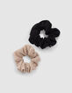 Glanzend scrunchies zwart en goud meisjes-2