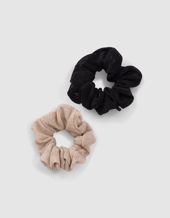 Glanzend scrunchies zwart en goud meisjes-2
