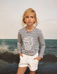 Girls&rsquo; off-white denim shorts with placed wear-2