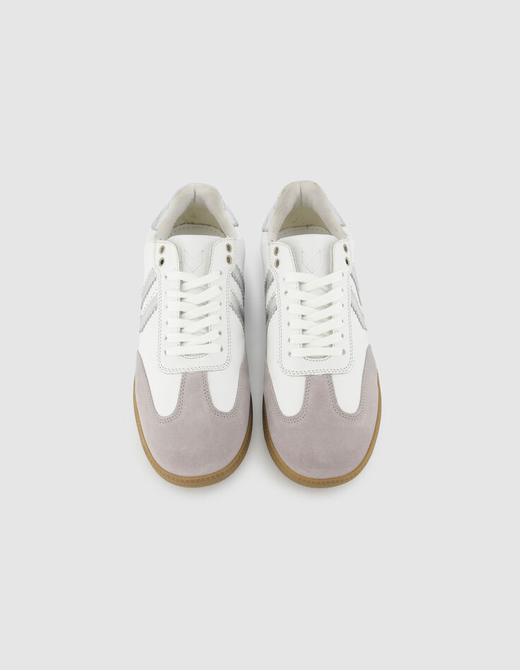 Baskets blanches mix cuirs Femme-3
