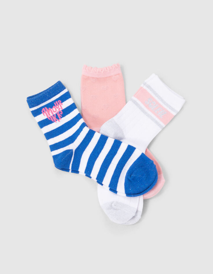 Calcetines rosa, blanco y azul bebé niña-6