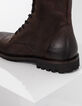 Boots à lacet marron foncé en cuir Homme-4
