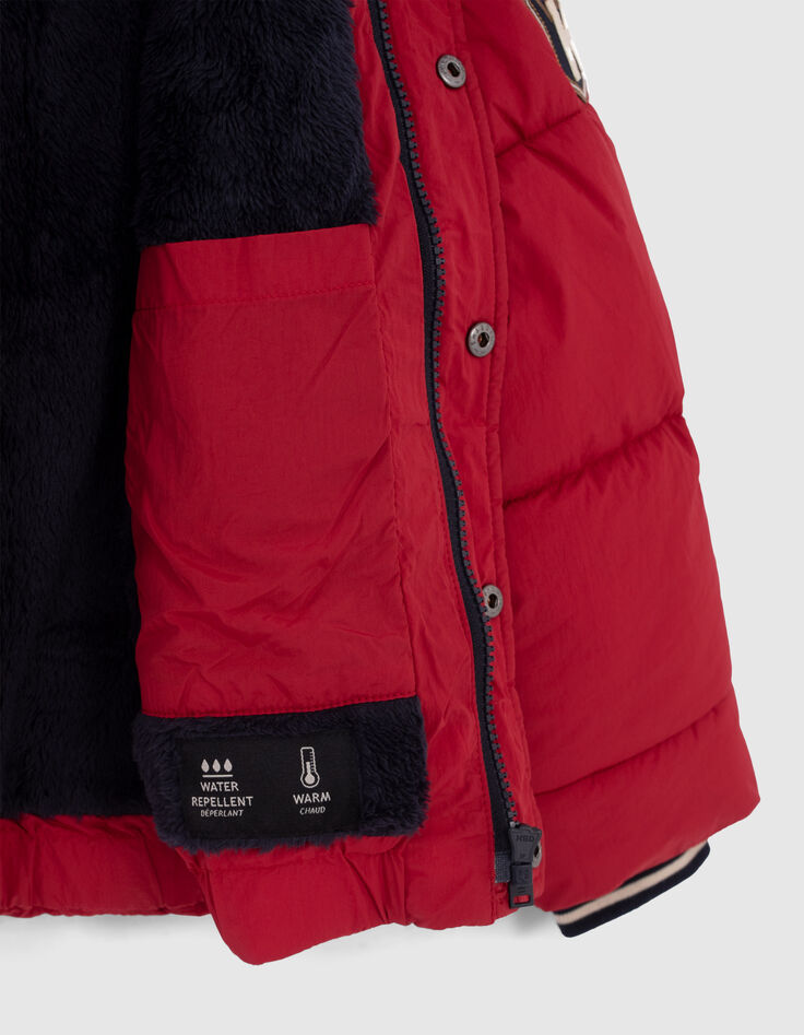 Doudoune rouge moyen fourrée à capuche navy garçon-5