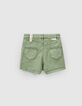 Shorts vaqueros caqui used tiro alto y cremallera niña -3