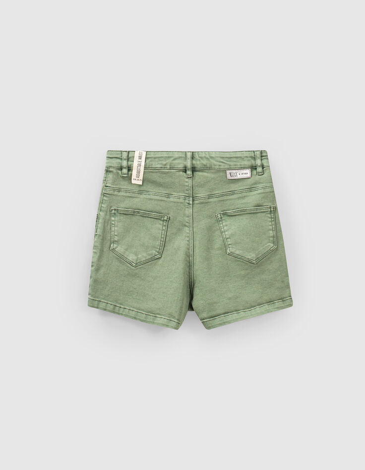 Shorts vaqueros caqui used tiro alto y cremallera niña -3