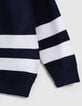 Boys' navy knit cardigan with white stripes-4