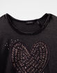 Camiseta gris mix materiales tul niña-2