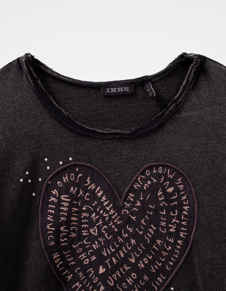 Camiseta gris mix materiales tul niña-2