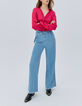 Denim wide leg ceinturé taille haute femme-1