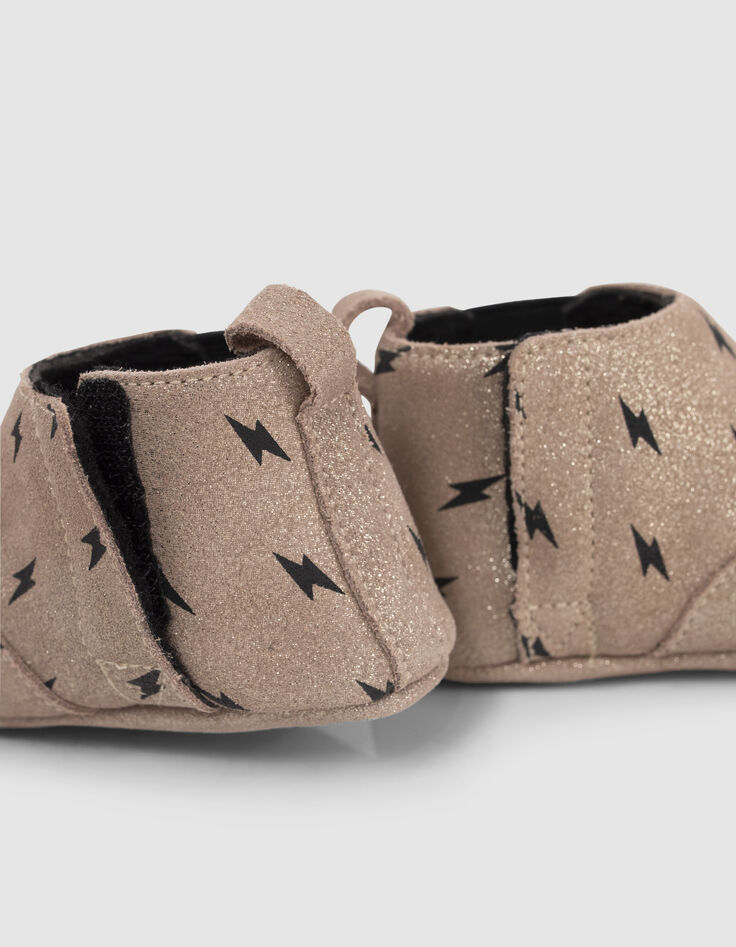 Goldfarbene Lederschühchen mit Blitzen für Babymädchen-4