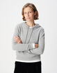 Pull &agrave; capuche gris tricot 100% cachemire Femme-2