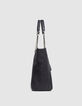 Women’s navy flannel and leather mix 1440 tote bag Size XL-5
