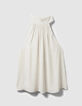 Women's white satin sleeveless top-1