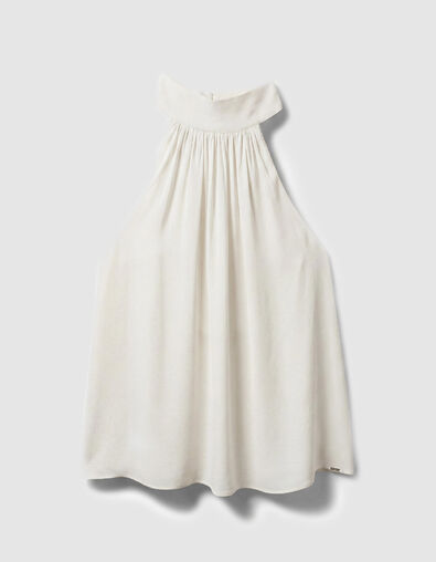 Women's white satin sleeveless top - IKKS