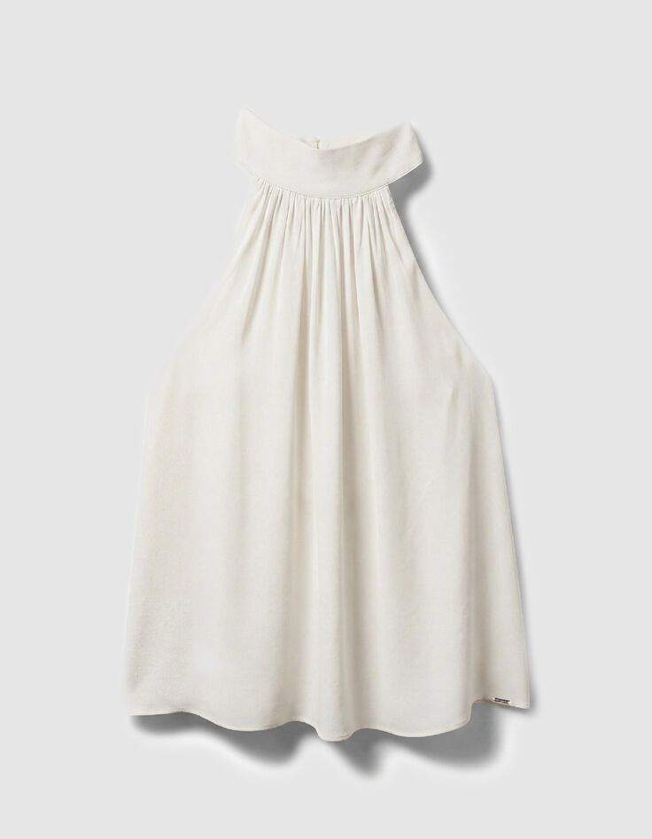 Women's white satin sleeveless top-1