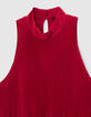 Top groseille recyclé plissé emmanchures américaines Femme-4