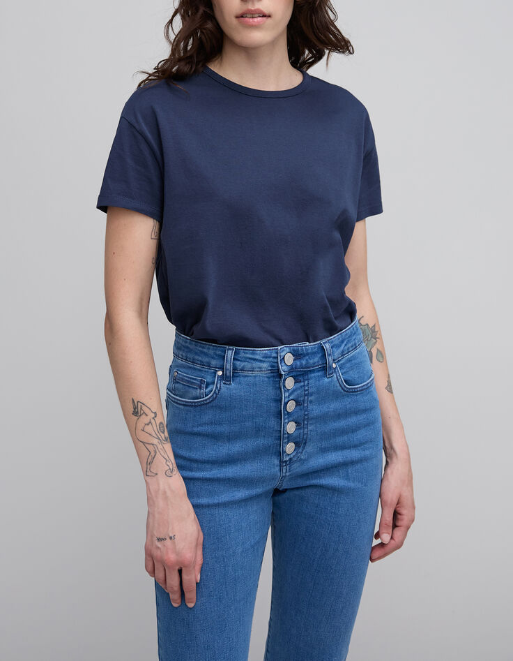 Camiseta mujer algod&oacute;n org&aacute;nico azul marino-2