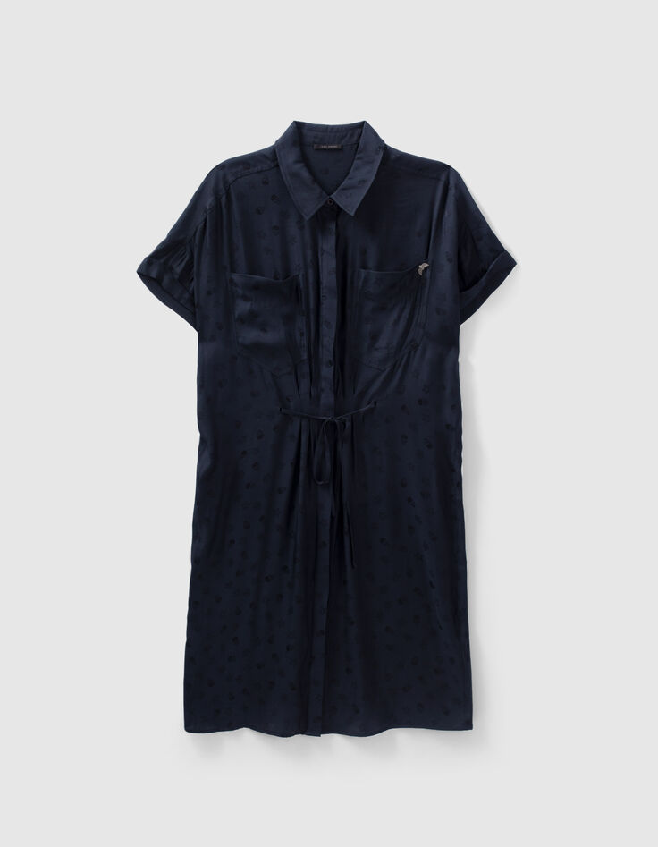 Marineblaues Damen-Hemdkleid Jacquard mit Totenkopf-6