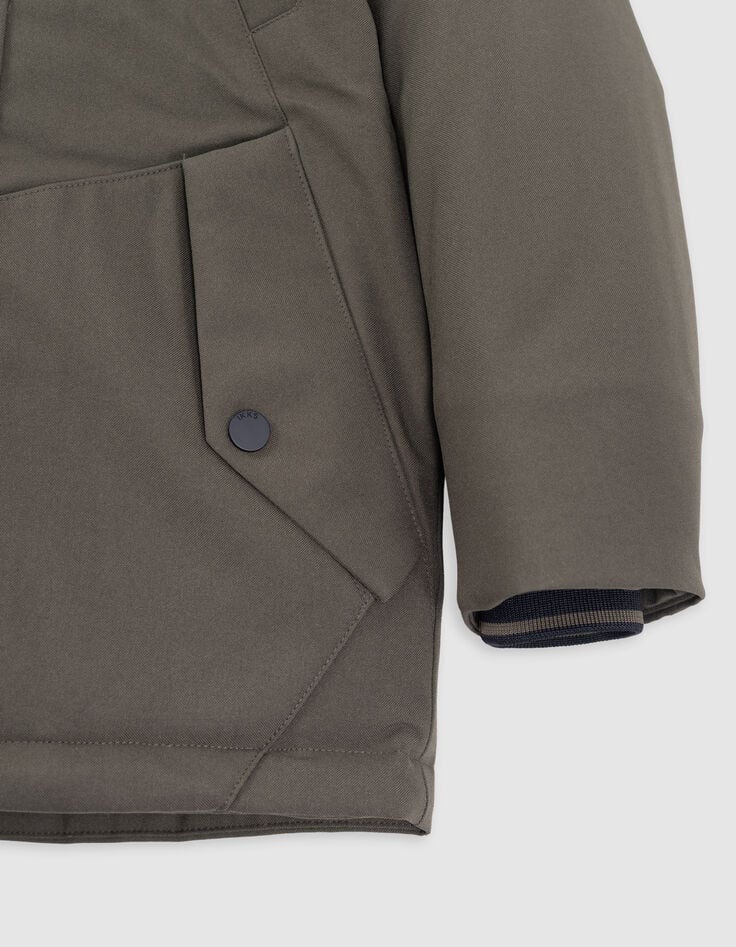 Boy's 2-in-1 khaki parka with black quilted jacket-4 Boy's 2-in-1 khaki parka with black quilted jacket-4