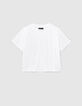Girls&rsquo; off-white organic cotton T-shirt with rubber image-1