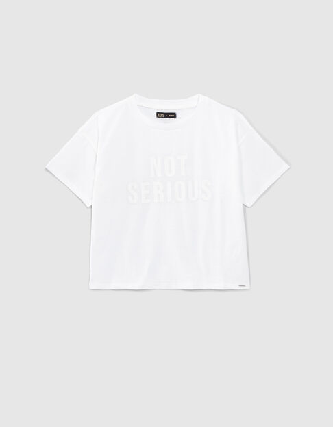 Gebroken wit T-shirt biokatoen rubber tekst meisjes - IKKS