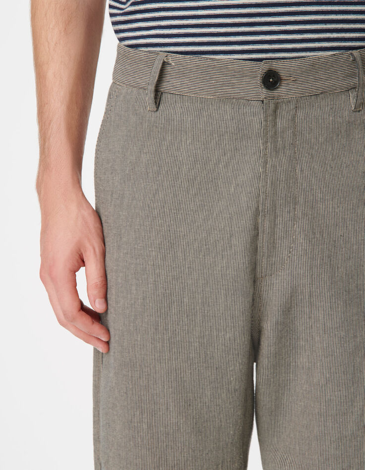 Pantalon battle gris motif rayures Homme-2