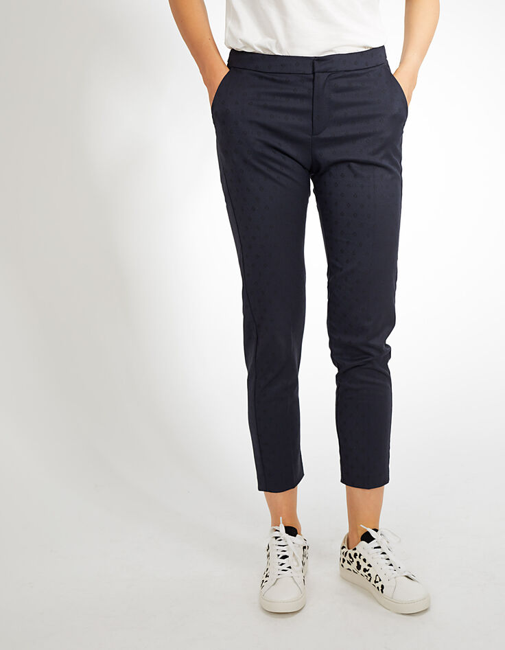 Marineblaue Röhrenhose mit Jacquard I.Code-4